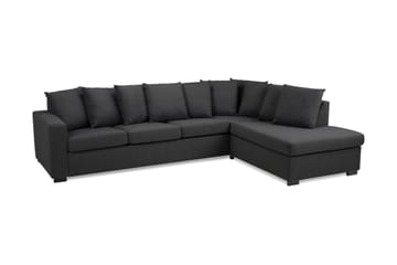 Crazy 4-seters Høyrevendt L-formet Sjeselongsofa i Stoff inkl. Pynteputer - Mørk grå - Møbler - Sofaer - Sofaer med sjeselong - 4 seters sofa med divan