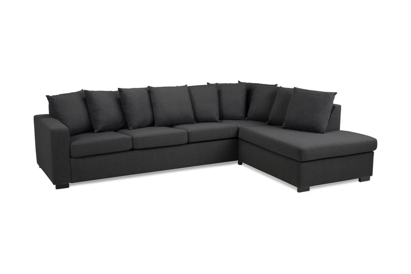 Crazy 4-seters Høyrevendt L-formet Sjeselongsofa i Stoff inkl. Pynteputer - Mørk grå - Møbler - Sofaer - Sofaer med sjeselong - 4 seters sofa med divan