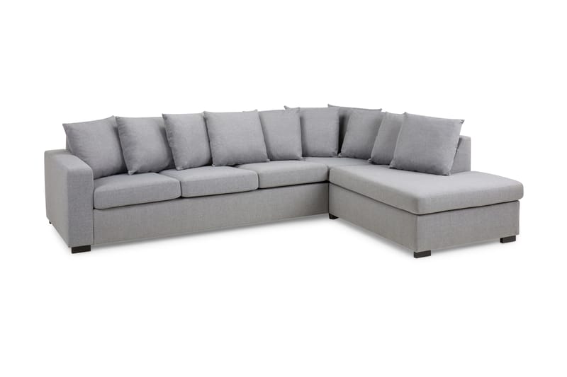 Crazy 4-seters Høyrevendt L-formet Sjeselongsofa i Stoff inkl. Pynteputer - Grå - Møbler - Sofaer - Sofaer med sjeselong - 4 seters sofa med divan