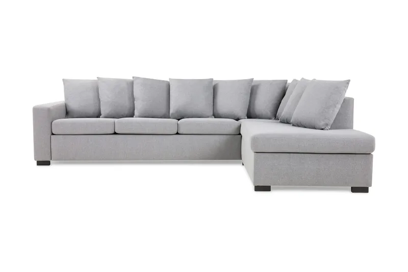Crazy 4-seters Høyrevendt L-formet Sjeselongsofa i Stoff inkl. Pynteputer, Grå