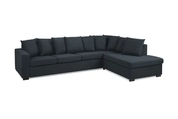 Crazy 4-seters Høyrevendt L-formet Sjeselongsofa i Stoff inkl. Pynteputer - Blå - Møbler - Sofaer - Sofaer med sjeselong - 4 seters sofa med divan