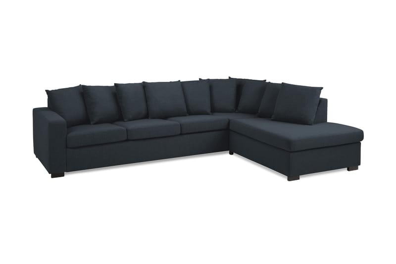 Crazy 4-seters Høyrevendt L-formet Sjeselongsofa i Stoff inkl. Pynteputer - Blå - Møbler - Sofaer - Sofaer med sjeselong - 4 seters sofa med divan