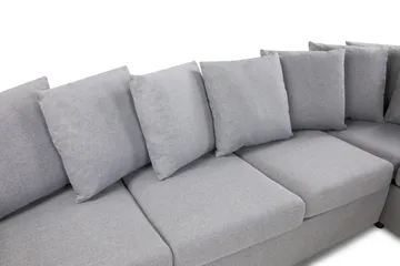 Crazy 4-seters Høyrevendt L-formet Sjeselongsofa i Stoff inkl. Pynteputer - Grå - Møbler - Sofaer - Sofaer med sjeselong - 4 seters sofa med divan