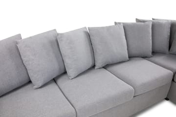 Crazy 4-seters Høyrevendt L-formet Sjeselongsofa i Stoff inkl. Pynteputer - Grå - Møbler - Sofaer - Sofaer med sjeselong - 4 seters sofa med divan