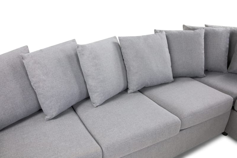 Crazy 4-seters Høyrevendt L-formet Sjeselongsofa i Stoff inkl. Pynteputer - Grå - Møbler - Sofaer - Sofaer med sjeselong - 4 seters sofa med divan