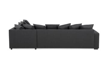 Crazy 4-seters Høyrevendt L-formet Sjeselongsofa i Stoff inkl. Pynteputer - Mørk grå - Møbler - Sofaer - Sofaer med sjeselong - 4 seters sofa med divan