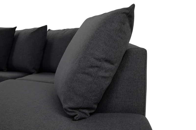 Crazy 4-seters Høyrevendt L-formet Sjeselongsofa i Stoff inkl. Pynteputer - Mørk grå - Møbler - Sofaer - Sofaer med sjeselong - 4 seters sofa med divan