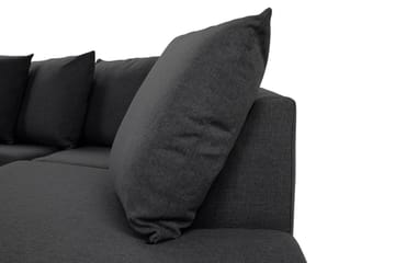 Crazy 4-seters Høyrevendt L-formet Sjeselongsofa i Stoff inkl. Pynteputer - Mørk grå - Møbler - Sofaer - Sofaer med sjeselong - 4 seters sofa med divan