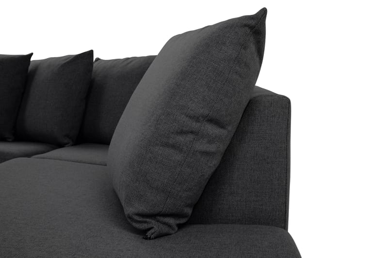 Crazy 4-seters Høyrevendt L-formet Sjeselongsofa i Stoff inkl. Pynteputer - Mørk grå - Møbler - Sofaer - Sofaer med sjeselong - 4 seters sofa med divan
