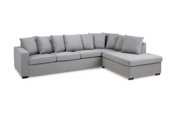 Crazy 4-seters Høyrevendt L-formet Sjeselongsofa i Stoff inkl. Pynteputer - Grå - Møbler - Sofaer - Sofaer med sjeselong - 4 seters sofa med divan