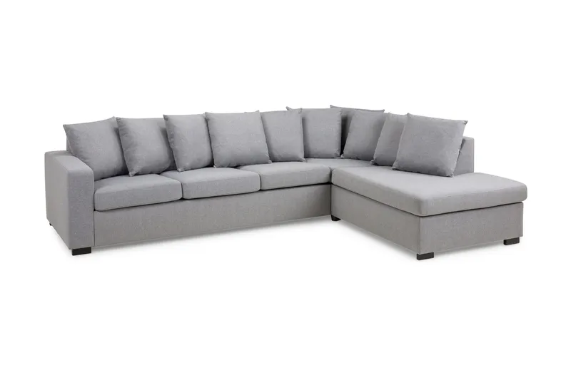 Crazy 4-seters Høyrevendt L-formet Sjeselongsofa i Stoff inkl. Pynteputer - Grå - Møbler - Sofaer - Sofaer med sjeselong - 4 seters sofa med divan