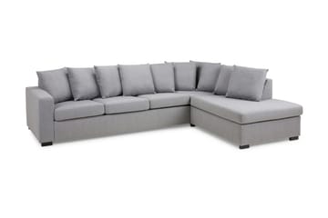 Crazy 4-seters Høyrevendt L-formet Sjeselongsofa i Stoff inkl. Pynteputer - Grå - Møbler - Sofaer - Sofaer med sjeselong - 4 seters sofa med divan
