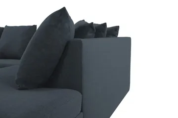 Crazy 4-seters Høyrevendt L-formet Sjeselongsofa i Stoff inkl. Pynteputer - Blå - Møbler - Sofaer - Sofaer med sjeselong - 4 seters sofa med divan