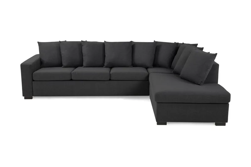 Crazy 4-seters Høyrevendt L-formet Sjeselongsofa i Stoff inkl. Pynteputer - Mørk grå - Møbler - Sofaer - Sofaer med sjeselong - 4 seters sofa med divan