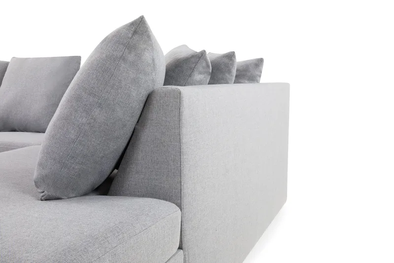 Crazy 4-seters Høyrevendt L-formet Sjeselongsofa i Stoff inkl. Pynteputer - Grå - Møbler - Sofaer - Sofaer med sjeselong - 4 seters sofa med divan