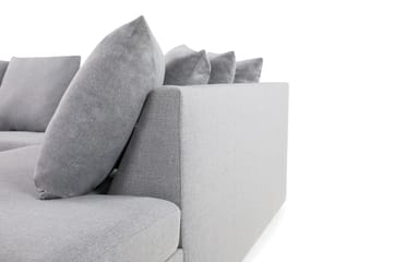 Crazy 4-seters Høyrevendt L-formet Sjeselongsofa i Stoff inkl. Pynteputer - Grå - Møbler - Sofaer - Sofaer med sjeselong - 4 seters sofa med divan