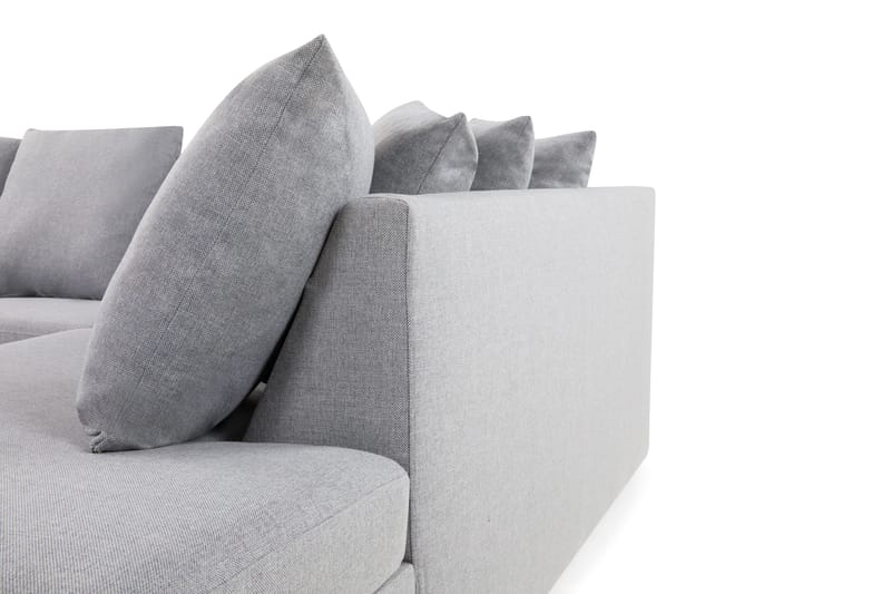 Crazy 4-seters Høyrevendt L-formet Sjeselongsofa i Stoff inkl. Pynteputer - Grå - Møbler - Sofaer - Sofaer med sjeselong - 4 seters sofa med divan