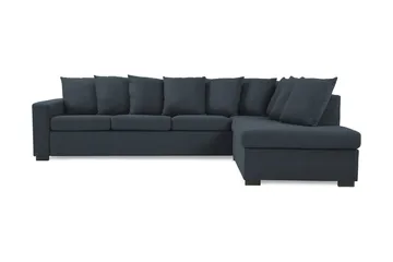 Crazy 4-seters Høyrevendt L-formet Sjeselongsofa i Stoff inkl. Pynteputer - Blå - Møbler - Sofaer - Sofaer med sjeselong - 4 seters sofa med divan