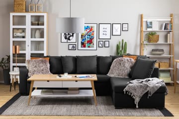 Crazy 4-seters Høyrevendt L-formet Sjeselongsofa i Stoff inkl. Pynteputer - Mørk grå - Møbler - Sofaer - Sofaer med sjeselong - 4 seters sofa med divan