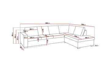 Crazy 4-seters Høyrevendt L-formet Sjeselongsofa i Stoff - Svart - Møbler - Sofaer - Sofaer med sjeselong - 3 seters sofa med divan