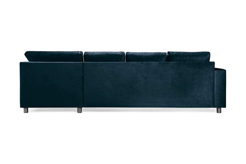 Crazy 4-seters Høyrevendt U-formet Large Sofa med Divan og Sjeselong i Fløyel - Blå - Møbler - Sofaer - Sofaer med sjeselong - 4 seters sofa med divan