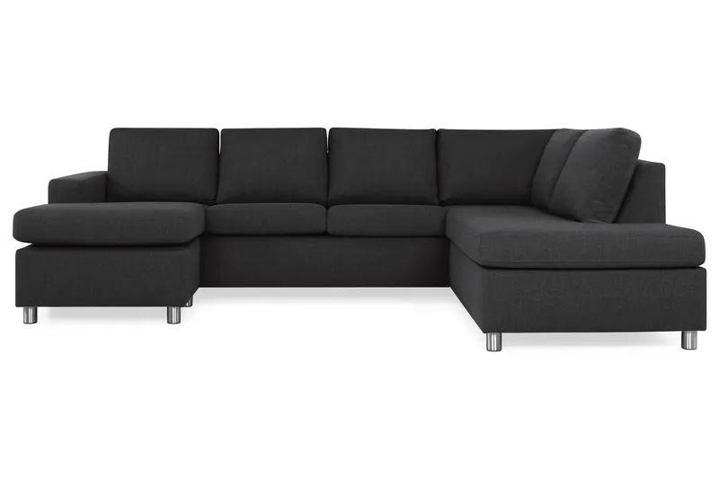 Crazy 4-seters Høyrevendt U-formet Large Sofa med Divan og Sjeselong i Stoff, Antrasitt