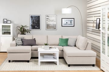 Crazy 4-seters Høyrevendt U-formet Large Sofa med Divan og Sjeselong i Stoff - Beige - Møbler - Sofaer - Sofaer med sjeselong - 4 seters sofa med divan