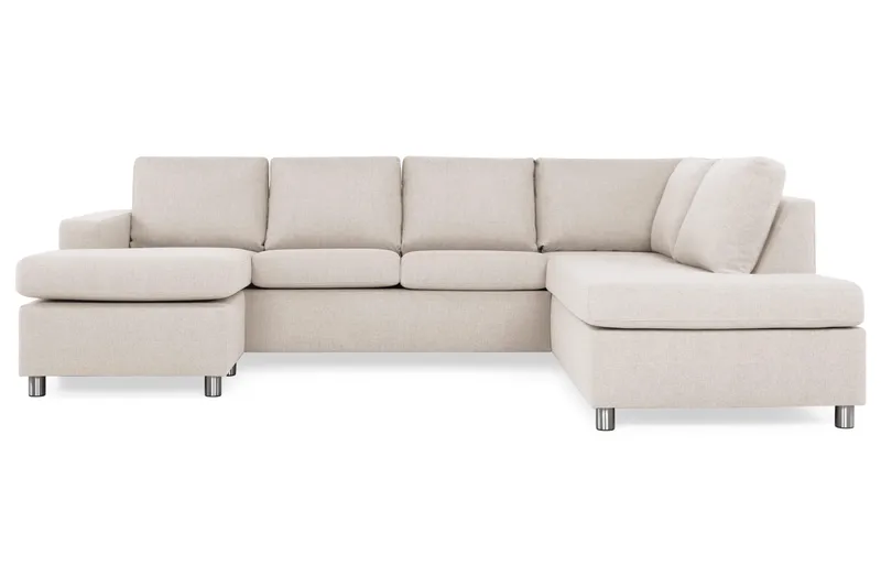 Crazy 4-seters Høyrevendt U-formet Large Sofa med Divan og Sjeselong i Stoff - Beige - Møbler - Sofaer - Sofaer med sjeselong - 4 seters sofa med divan