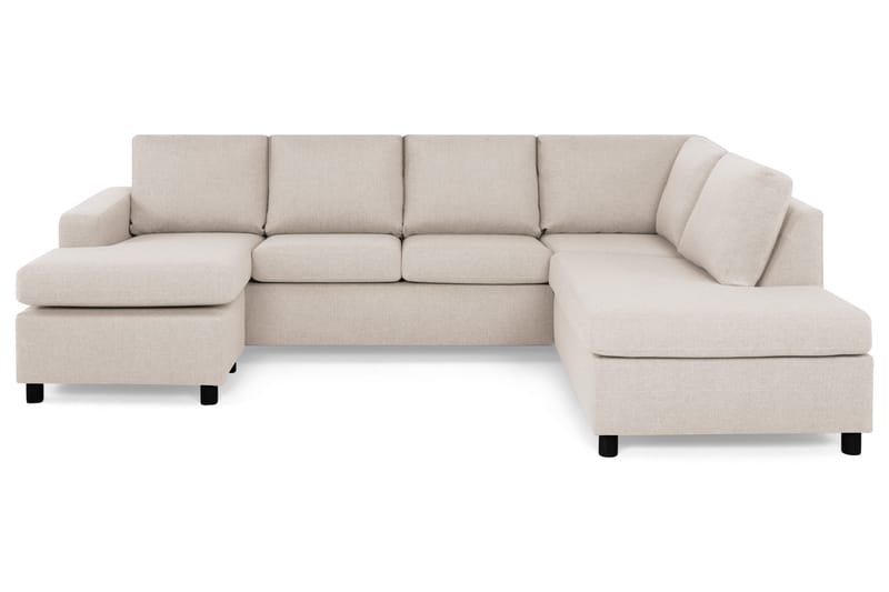 Crazy 4-seters Høyrevendt U-formet Large Sofa med Divan og Sjeselong i Stoff, Beige
