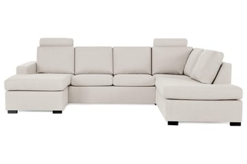Crazy 4-seters Høyrevendt U-formet Large Sofa med Divan og Sjeselong i Stoff - Beige - Møbler - Sofaer - Sofaer med sjeselong - 4 seters sofa med divan