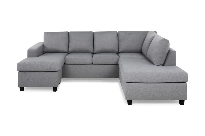 Crazy 4-seters Høyrevendt U-formet Large Sofa med Divan og Sjeselong i Stoff, Grå