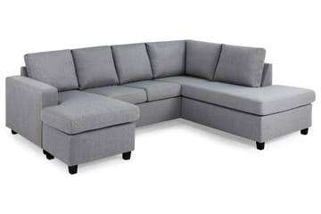 Crazy 4-seters Høyrevendt U-formet Large Sofa med Divan og Sjeselong i Stoff - Grå - Møbler - Sofaer - Sofaer med sjeselong - 4 seters sofa med divan