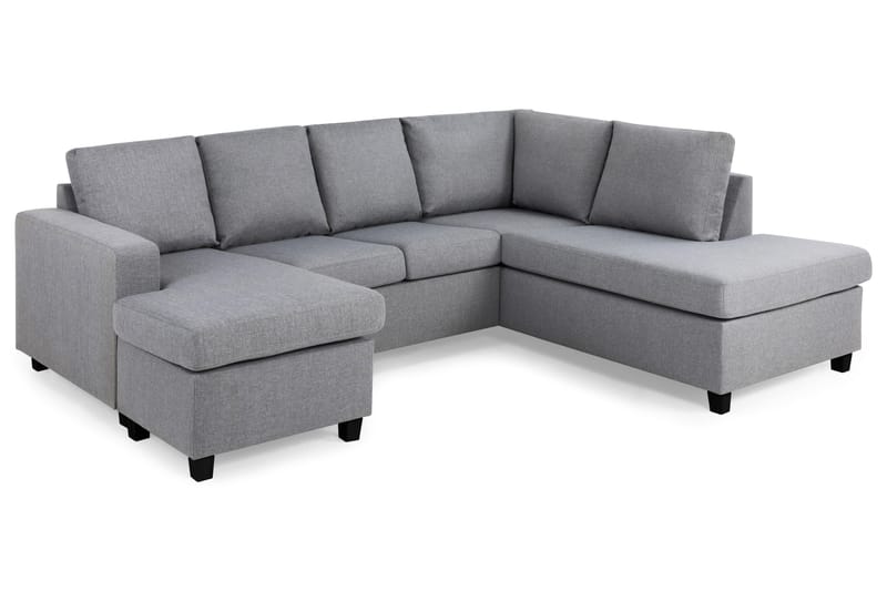 Crazy 4-seters Høyrevendt U-formet Large Sofa med Divan og Sjeselong i Stoff - Grå - Møbler - Sofaer - Sofaer med sjeselong - 4 seters sofa med divan