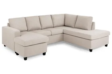 Crazy 4-seters Høyrevendt U-formet Small Sofa med Divan og Sjeselong i Stoff - Beige - Møbler - Sofaer - Sofaer med sjeselong - 4 seters sofa med divan