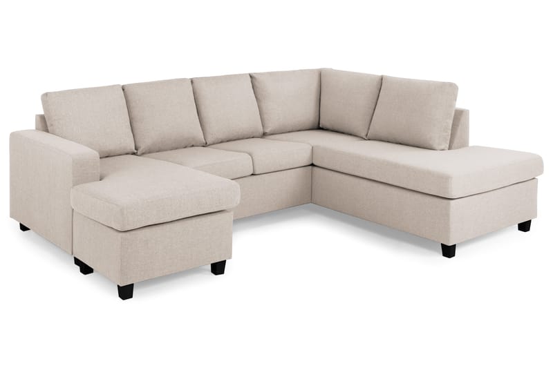 Crazy 4-seters Høyrevendt U-formet Small Sofa med Divan og Sjeselong i Stoff - Beige - Møbler - Sofaer - Sofaer med sjeselong - 4 seters sofa med divan