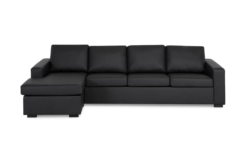 Crazy 4-seters Vendbar L-formet Sjeselongsofa i Kunstlær - Svart - Møbler - Sofaer - Sofaer med sjeselong - 4 seters sofa med divan
