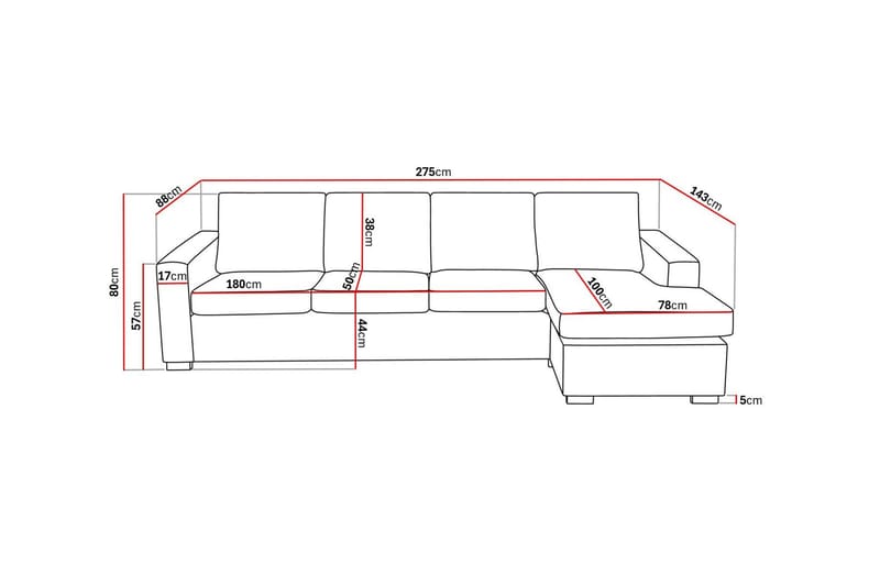 Crazy 4-seters Vendbar L-formet Sjeselongsofa i Kunstlær - Svart - Møbler - Sofaer - Sofaer med sjeselong - 4 seters sofa med divan