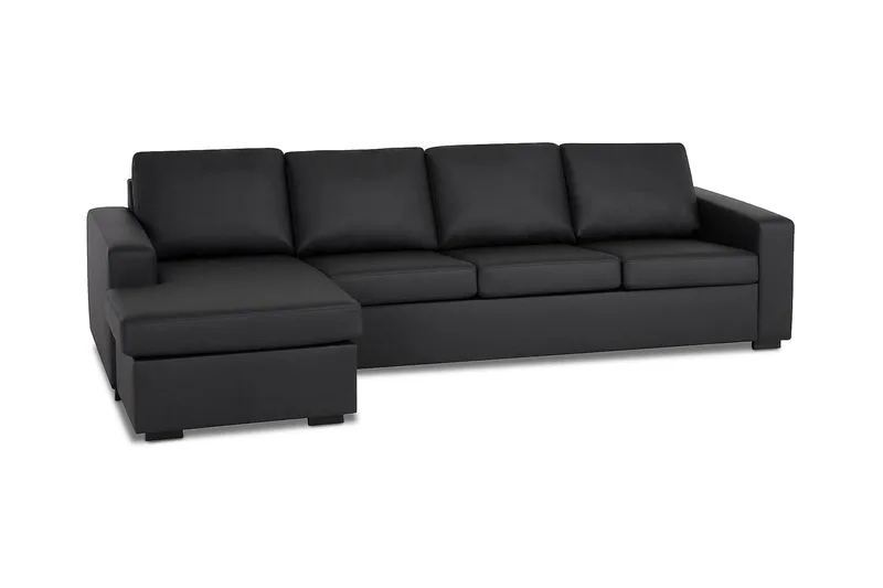 Crazy 4-seters Vendbar L-formet Sjeselongsofa i Kunstlær - Svart - Møbler - Sofaer - Sofaer med sjeselong - 4 seters sofa med divan