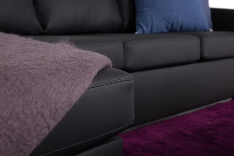 Crazy 4-seters Vendbar L-formet Sjeselongsofa i Kunstlær - Svart - Møbler - Sofaer - Sofaer med sjeselong - 4 seters sofa med divan