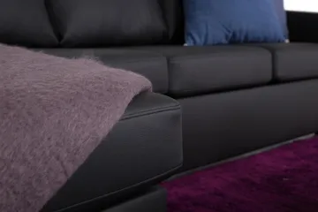 Crazy 4-seters Vendbar L-formet Sjeselongsofa i Kunstlær - Svart - Møbler - Sofaer - Sofaer med sjeselong - 4 seters sofa med divan