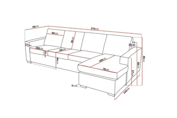 Crazy 4-seters Vendbar L-formet Sjeselongsofa i Kunstlær - Svart - Møbler - Sofaer - Sofaer med sjeselong - 4 seters sofa med divan