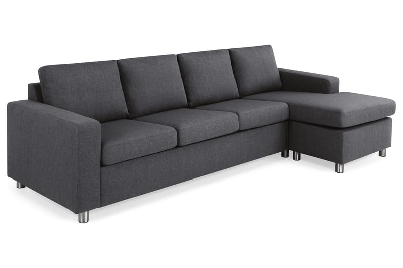 Crazy 4-seters Vendbar L-formet Sjeselongsofa i Stoff - Mørk grå - Møbler - Sofaer - Sofaer med sjeselong - 4 seters sofa med divan