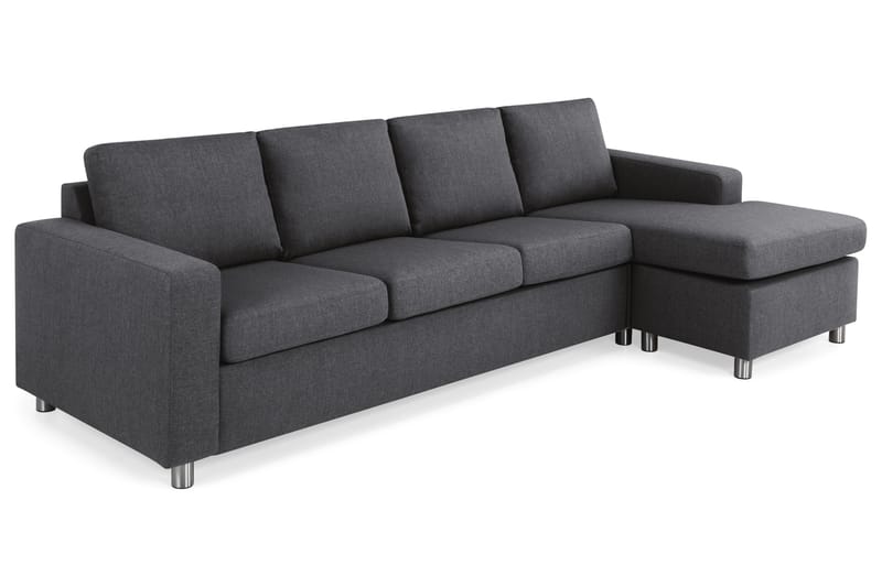 Crazy 4-seters Vendbar L-formet Sjeselongsofa i Stoff - Mørk grå - Møbler - Sofaer - Sofaer med sjeselong - 4 seters sofa med divan