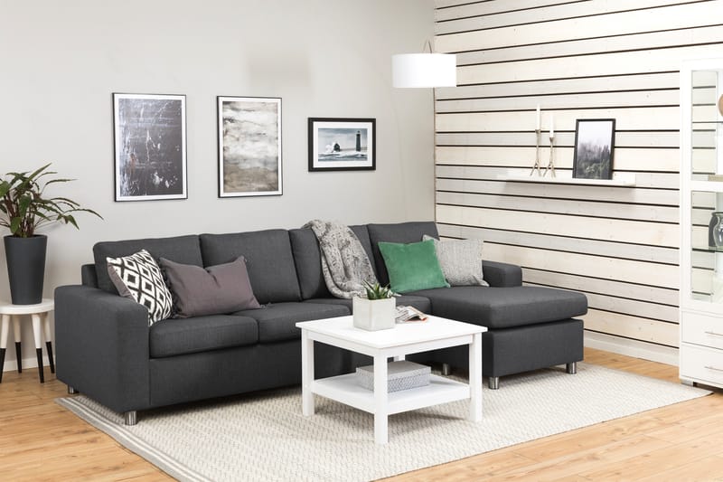 Crazy 4-seters Vendbar L-formet Sjeselongsofa i Stoff - Mørk grå - Møbler - Sofaer - Sofaer med sjeselong - 4 seters sofa med divan