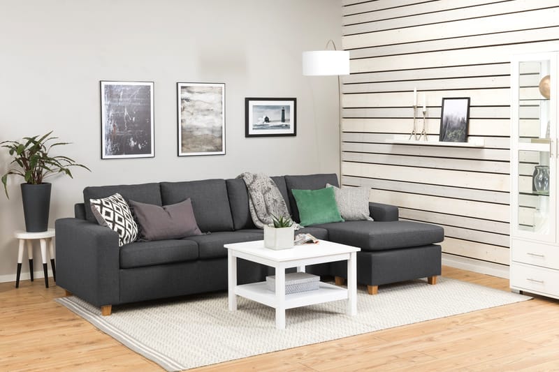 Crazy 4-seters Vendbar L-formet Sjeselongsofa i Stoff - Mørk grå - Møbler - Sofaer - Sofaer med sjeselong - 4 seters sofa med divan