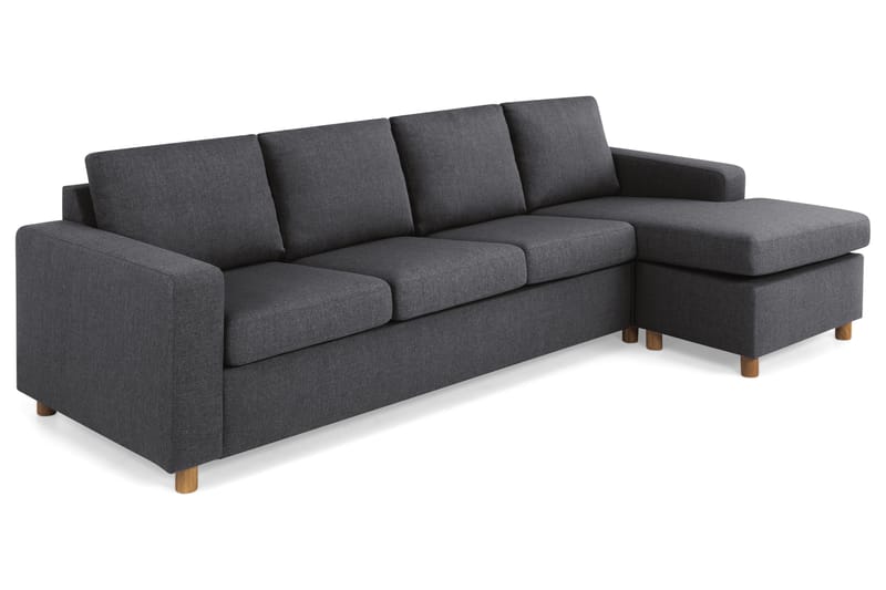 Crazy 4-seters Vendbar L-formet Sjeselongsofa i Stoff - Mørk grå - Møbler - Sofaer - Sofaer med sjeselong - 4 seters sofa med divan