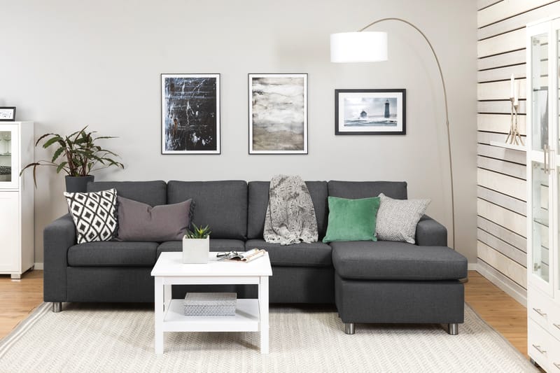 Crazy 4-seters Vendbar L-formet Sjeselongsofa i Stoff - Mørk grå - Møbler - Sofaer - Sofaer med sjeselong - 4 seters sofa med divan