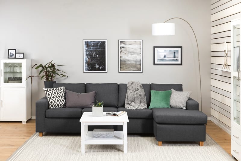 Crazy 4-seters Vendbar L-formet Sjeselongsofa i Stoff - Mørk grå - Møbler - Sofaer - Sofaer med sjeselong - 4 seters sofa med divan