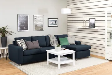 Crazy 4-seters Vendbar L-formet Sjeselongsofa i Stoff - Mørkeblå - Møbler - Sofaer - Sofaer med sjeselong - 4 seters sofa med divan