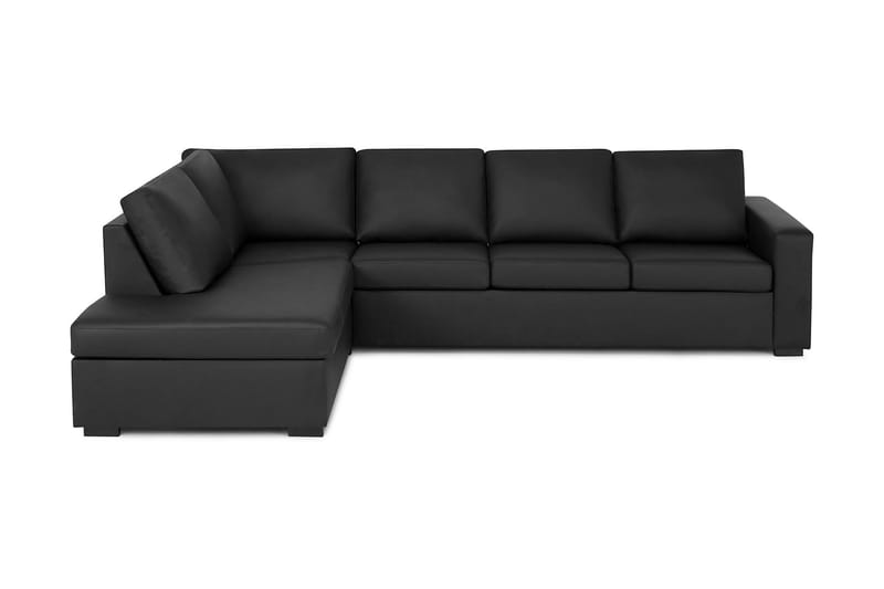Crazy 4-seters Venstrevendt L-formet Sjeselongsofa i Kunstlær - Svart - Møbler - Sofaer - Sofaer med sjeselong - 3 seters sofa med divan